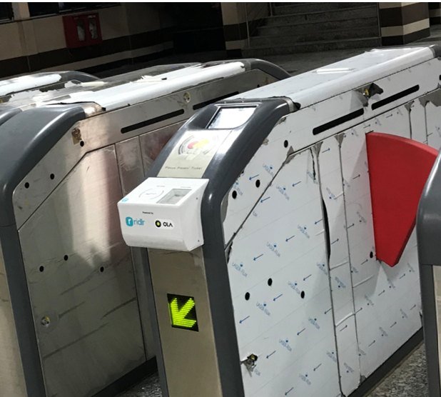 Validators installed on station gates, taped off during commissioning