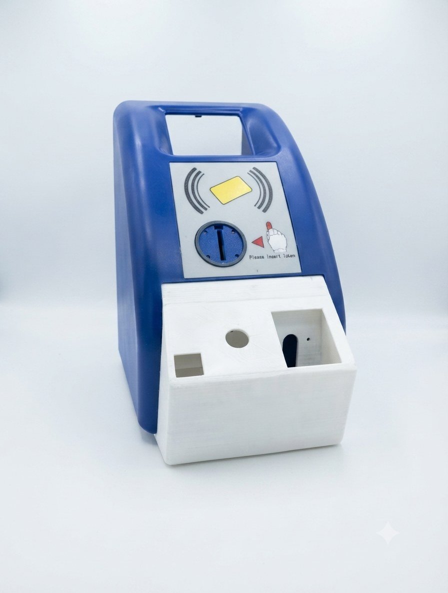 Mumbai Monorail ticketing unit — a blue reader head over a white body