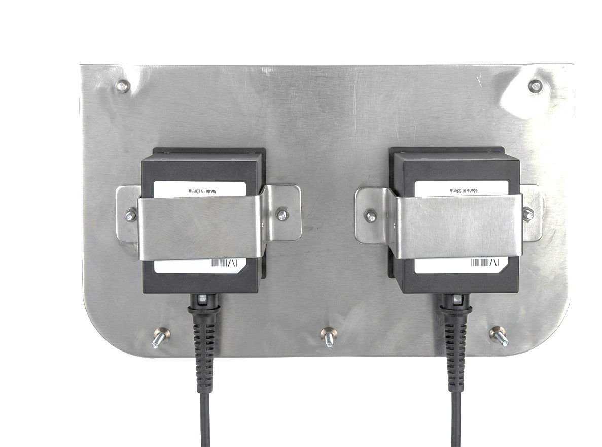 Mounting plate carrying two scanners side by side