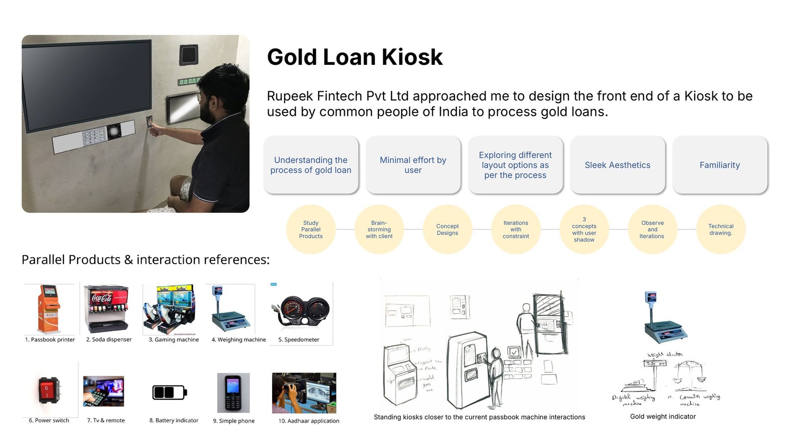 Gold loan kiosk: the brief, the design process and parallel product references