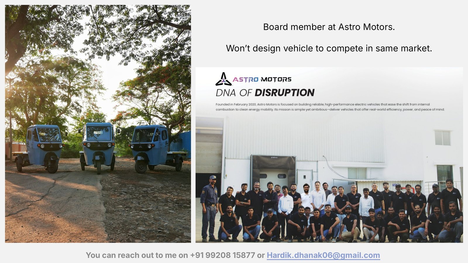 Board member at Astro Motors, with the team at the factory